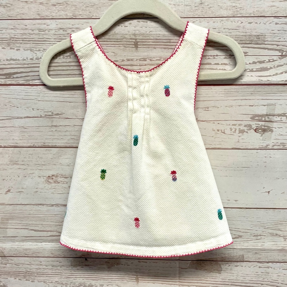 Janie and Jack Cotton criss cross back pineapple embroidered top